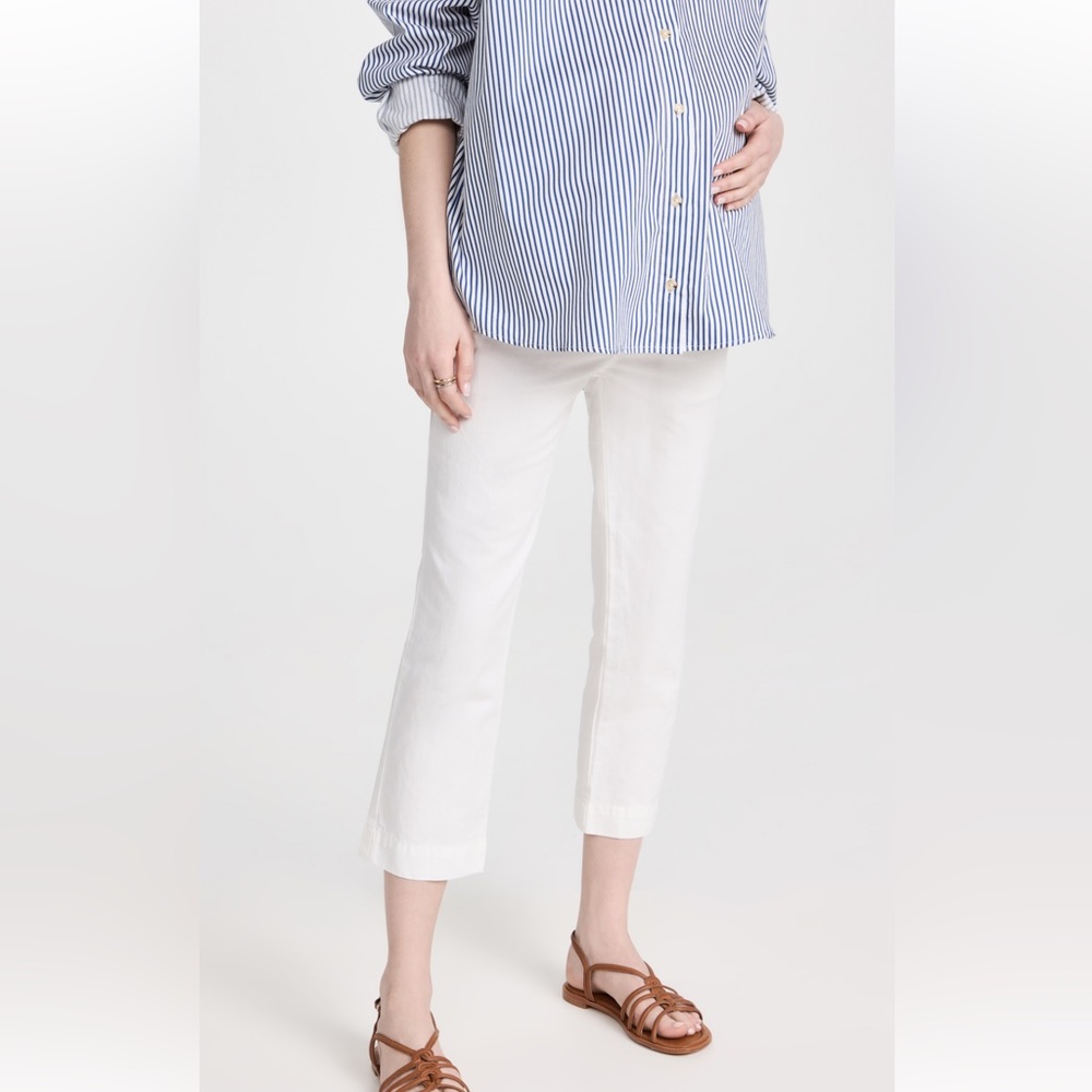 Hatch White Cropped Straight-Leg Maternity Pants